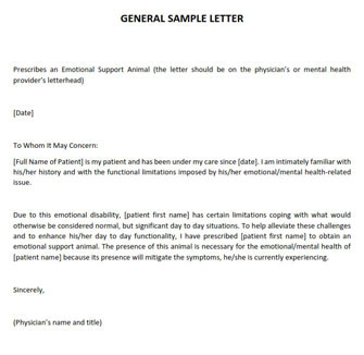 authentic emotional support animal letter esa letter samples